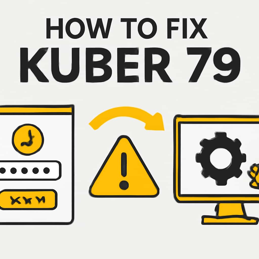 Illustration detailing troubleshooting steps for Kuber 79 login.
